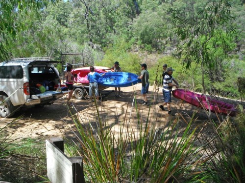 Unpacking the kayaks