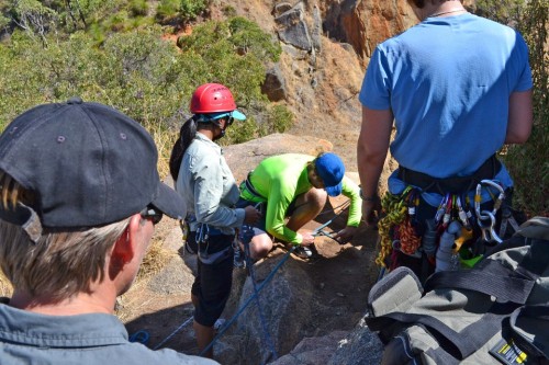 Matt makes a safety anchor