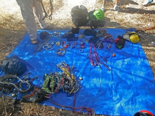 Abseil and rock climbing gear