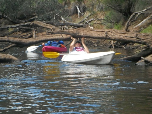 Danielle tries the Canoe Limbo