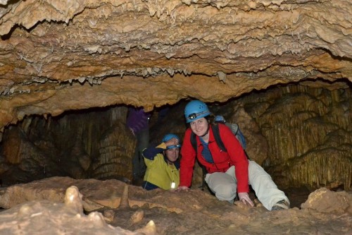 Doris leads the way through an underground fissure