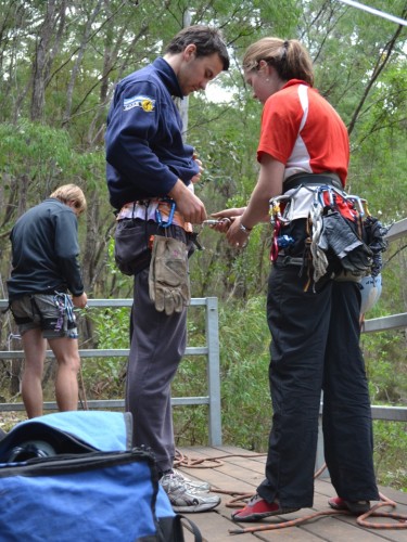Adam's carabina is adjusted