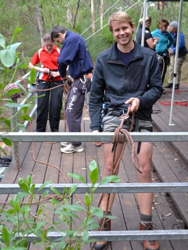 Michael tests the railing